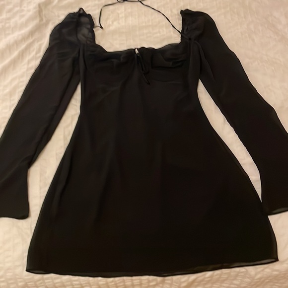 House of CB Babydoll Black Chiffon Halter Mini Dress Brand New - Picture 6 of 8